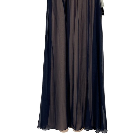 ADRIANNA PAPELL SHEER FLUTTER SLEEVE V NECK BEAD EMBROIDERED COCKTAIL DRESS - Picture 6 of 13